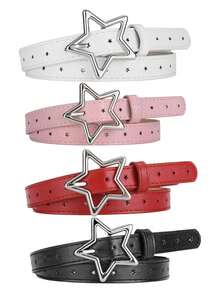 Cinturón con estrellas para niños - Accesorio decorativo lindo y perforado con estrellas a la moda para vestidos y jeans - Multicolor - Ver 1