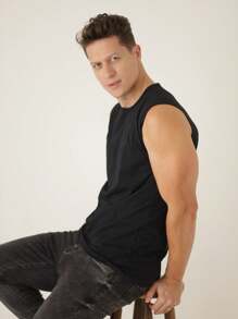 Men Tank Tops - 黑色 - 查看 3