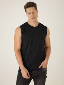 Men Tank Tops - 黑色 - 查看 1