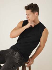 Men Tank Tops - 黑色 - 查看 5