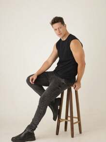 Men Tank Tops - 黑色 - 查看 7