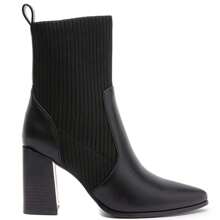 Square Heel Sock Boots – Sculpted Silhouette And Vibrant Color - Black - View 5