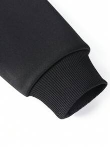 Tween Boy Funny Print Hooded Fleece Pullover Sweatshirt , Autumn/Winter - Black - View 6