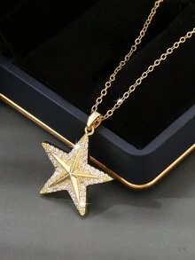 1pc Luxury Pentagram Pendant Necklace, Elegant Star Choker Necklace For Women, Great Gift For Dates