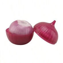 1 pieza Recipiente de almacenamiento de alimentos sellado con forma de cebolla morada, contenedor de cebolla de plástico resistente, caja de almacenamiento de alimentos reutilizable para guardar cebollas, organización y almacenamiento de cocina, accesorios de cocina - Multicolor - Ver 1