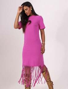 Oversized Pequiá Pink T-Shirt Knit Dress - Màu Hồng baby - Xem 3