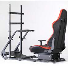 Minneer Racing Simulator Cockpit Frame With Monitor Stand, Gear Mount, Red Seat Compatible With G923 G920 G29 FANTEC T3PA TGT Height Adjustable Wheel And Pedals Not Included Racing Cockpit Full Kit - Red - View 1