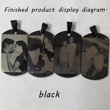 [Personalizado] Collar de acero inoxidable con fotografía personalizada grabada con láser para hombres, con texto personalizado. Colgante de etiqueta de perro personalizado de acero inoxidable para novio, regalo del día del padre para papá, disponible en negro, plata, oro y oro rosa, con estilos elegante, vintage, sencillo, unisex y casual. Regalo ideal para él, ella, novio, novia, papá, mamá, familia, amigos, mascotas, abuelos, hijo, hija para aniversarios, cumpleaños, uso diario, baile de graduación, día del padre, día de la madre, San Valentín, graduación, bodas, duelo