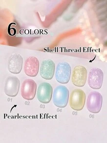 XEIJAYI 6pcs Shell Pearlescent Gel Nail Polish, Semi-Permanent & Soak Off, Led Art Tools For Home & Manicure Salon Use, Women Gift For Home Salon - Nhiều màu - Xem 6