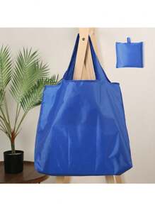 1pc Reusable Solid Color Shopping Bag, Large Capacity Foldable Tote Bag, Portable Handheld Waterproof Storage Bag, Grocery Bag, Essential For Shopping And Travel (Random Color For Bag Mouth) - Multicolor - View 14