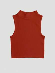 Kit Of 3 Women's Cropped Ribbed Blouses, High Neck, Sleeveless, Hollow Out Tank Top - Nhiều màu - Xem 6