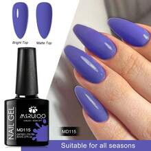 Bộ 6 lọ sơn móng tay dạng gel 8ml màu xanh lam lấp lánh bán vĩnh viễn dạng gel sơn móng tay dạng gel lai phủ lớp sơn bóng mờ ngâm khô bằng đèn LED UV kèm hộp quà tặng - Nhiều màu - Xem 8