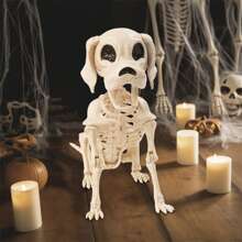 SYNCFUN Posable Halloween Dog Skeleton Full Body Posable Joints Skeleton Puppy For Halloween Decoration, Graveyard Party Deco (9.8" X 4.7" X 12.6")
