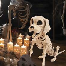 SYNCFUN Posable Halloween Dog Skeleton Full Body Posable Joints Skeleton Puppy For Halloween Decoration, Graveyard Party Deco (9.8" X 4.7" X 12.6")