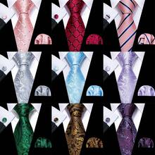 Bộ 3 Cà Vạt Nam Màu Xanh San Hô Tím Bạc Cà Vạt Sọc Hình Học Bộ Khuy Măng Sét Hanky Tiệc Cưới - Nhiều màu - Xem 1