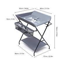 Baby Folding Changing Table Massage Table With 3 Compartments Max 15kg Grey--80 * 63 * 96cm - Grey - View 2