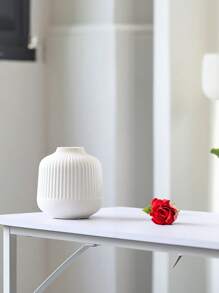 1 件防碎陶瓷塑料花瓶 - 现代简约光泽白色几何轮廓,带纹理哑光细节,不易破碎的桌面装饰,适用于客厅/办公室/画廊,四季单色艺术中心装饰品 - 白色 - 查看 10