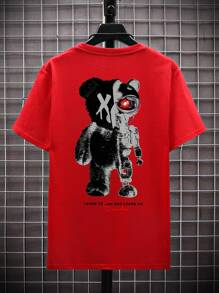 Men's Basic T-Shirt 100% Cotton Streetwear Print New - 紅色 - 查看 2