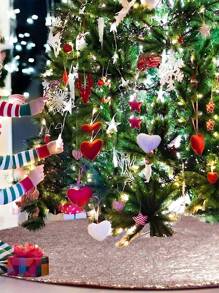 1 件 - 圣诞树裙节日树饰品圆形圣诞树裙垫底盖适用于圣诞装饰和新年派对节日家居装饰，用于圣诞树装饰、室内植物装饰地垫、地毯。最好的礼物 - 彩色 - 查看 3