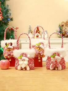 1 pieza de bolsa de tela con boca elástica y diseño navideño, decoración navideña y de vacaciones, recipiente de regalo creativo y exquisito en forma de manzana, el regalo perfecto para amigos y familiares, Navidad - Multicolor - Ver 2