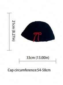 1pc Sweet Cute Bow Knot Fuzzy Bucket Hat For Women, Oversize Handmade Winter Cap - Multicolor - View 9