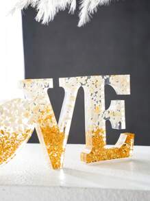 1 pieza Decoración de letra LOVE creativa, artesanía decorativa de diseño moderno hecha de material de resina, adecuada para el hogar, boda, fiesta, decoración del Día de San Valentín