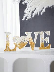 1 pieza Decoración de letra LOVE creativa, artesanía decorativa de diseño moderno hecha de material de resina, adecuada para el hogar, boda, fiesta, decoración del Día de San Valentín
