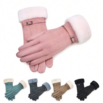 Women's Winter Thermal Lined Warm Sports Gloves, Anti-Freeze Windproof Touchscreen Gloves For Cycling, Driving
