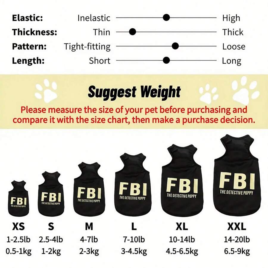 1pc Pet Cats/Dogs Polyester Printed Black Vest To Reduce Hair Shedding