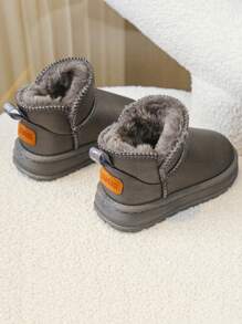 2025 Winter New Kids Snow Boots, Waterproof Leather Upper Short Boots, Toddler Warm Booties