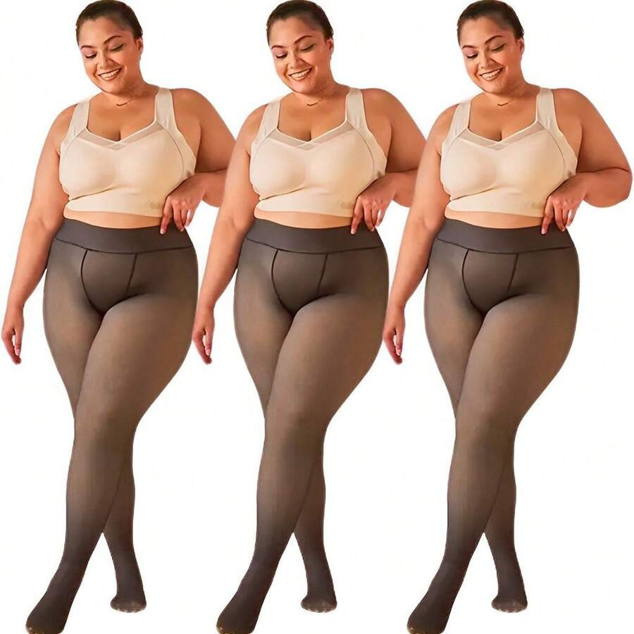 Kit 3 Thermal Plush Tights Plus Size Translucent - 彩色 - 查看 1