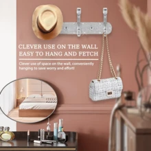 1/2PCS Home Organizer Coat Rack Mount, Shiny Silver Rhinestones Wall Mounted 3/4/5 Hooks, Key Hooks Decorative For Double Wall, Hook Rack Suitable For Hat Towel Purse Robes Bathroom Entryway - Silver - View 3