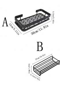 1pc Wall Mounted Punch-Free Bathroom Storage Rack,Shower Caddy Shelf, Bathroom Shower Rack, Stainless Steel Suction Cup Toilet Rack, Toilet Organizer Rack - Black - View 2