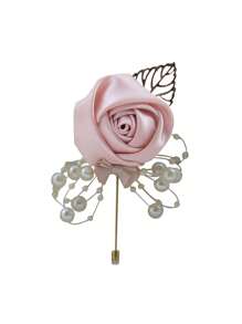 Corsage de boda floral de seda rosa, botonadura para el novio, pasador de ojal, botonadura para bodas, planificador de bodas, flor corsage de boda, flor de graduación (el número de cuentas es aleatorio) Mejores regalos, decoración de boda, decoración del hogar, decoración de la habitación, recuerdos de fiesta, novia, cumpleaños de graduación, decoraciones de fiesta - Blanco - Ver 16