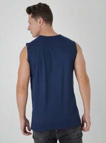 Men Tank Tops - 藏蓝色 - 查看 5