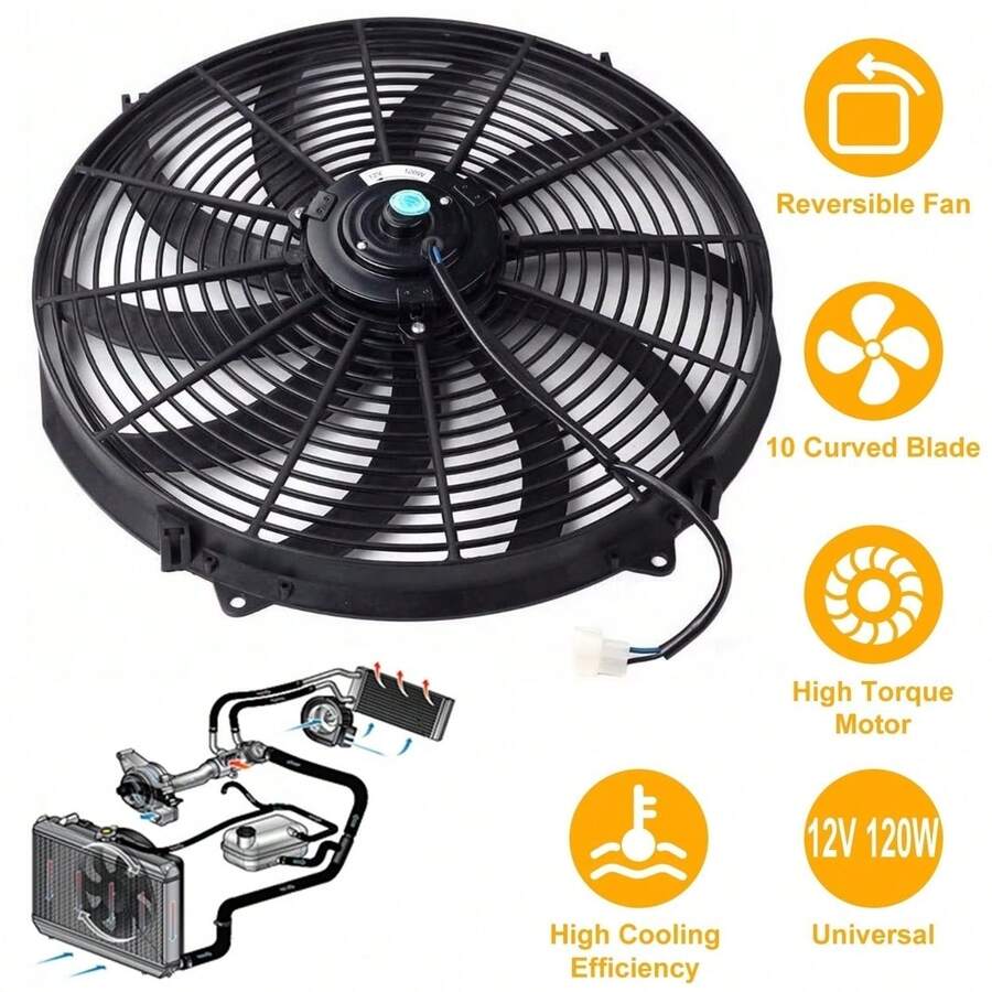 16 Inch Electric Radiator Cooling Fan 12V 120W 10 Blades Car