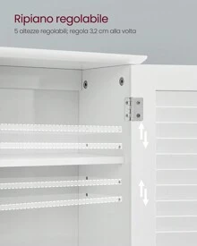 Armadietto Da Bagno Da Parete Con Porta Asciugamani E Ripiano Regolabile: Salva Spazio 60x20x70 Cm, Bianco