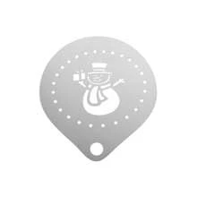 1 件 304 不锈钢咖啡拿铁艺术模板，独特圣诞图案咖啡师装饰粉掸模板，圣诞礼物