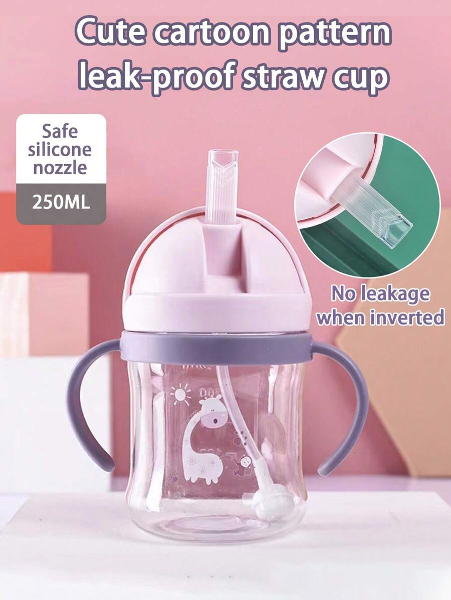 1 chiếc cốc đựng nước uống có ống hút hình hoạt hình có cân, tay cầm