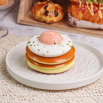 1pc Wet Soft Slow Rebound Stress Relief Simulated Egg Tart, Biting Reveals Flowing Egg Yolk, Layered Egg Cakes, Squeeze Ornament, Home Decor Gifts Birthday Graduation