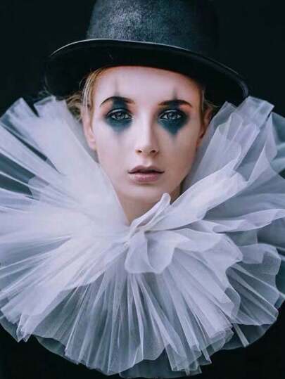 1 件黑色网状荷叶边可拆卸吸血鬼项圈，文艺复兴时期服装配饰