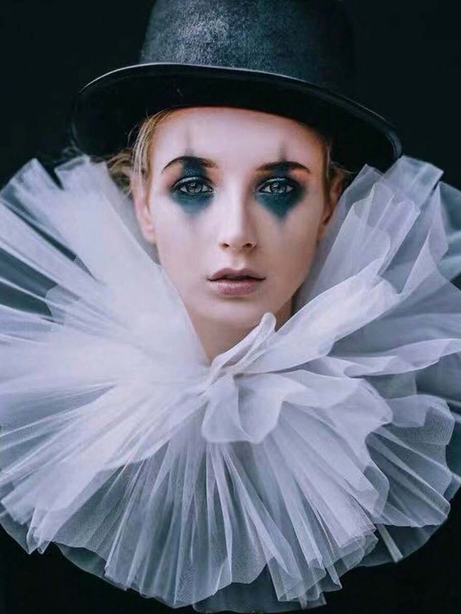 1 件黑色网状荷叶边可拆卸吸血鬼项圈，文艺复兴时期服装配饰 - 彩色 - 查看 1