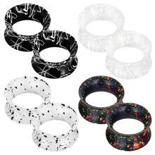 4 Cặp nút tai silicon mềm dẻo Unisex, nút mở rộng, dụng cụ đo, rỗng, co giãn, xỏ khuyên cơ thể, trang sức 2G-3/4 6-20MM - 4 cặp E - Xem 13