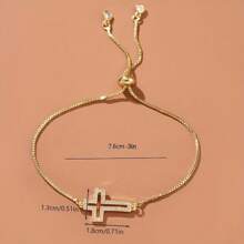 Vòng tay nữ thời trang bằng đồng khảm Zirconia rỗng hình thánh giá Quà tặng trang sức tiệc Giáng sinh - Vàng - Xem 3