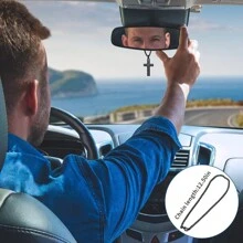 Pendant Cross For Car Rear View Mirror Necklace Cross For Men Women Charm Car Mirror Hanging Accessories Ornament Stainless Steel Lord's Prayer Cross Necklace With Bible Verse