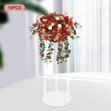 10 Pcs Wedding Acrylic Flower Vases Clear Flower Stand Set Elegant Wedding Centerpieces Table Top Decorations Column Flower Stand For Lawn Wedding Hotel Hall Event Party Decor