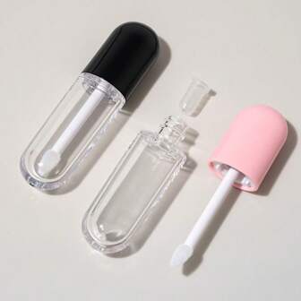 1/3pcs Set 3 Colors 4ml New Lip Gloss Concealer Empty Tubes Flat & Round Cosmetic Packaging Refillable Transparent With Brush Handle Makeup Tubes, Compact And Portable For Daily And Travel Use,Makeup,Cheap,Room Decor,Vanity,Travel,Bedroom,Makeup Accessories