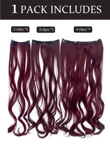 Clip In Synthetic Hair Extensions Long Wavy , Hair Extensions Clip In Hair Extensions22 Inch,Red Color