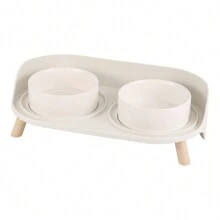 Elevated Dog Food Water Bowl - Raised Cat Bowls With Stand Non Skid - Double Dog Feeding Bowl Set With Splash Proof Guard - Ceramic Pet Dish For Small To Medium Dogs And Large Cats  - 480ml X 2 / 850 Ml X 2