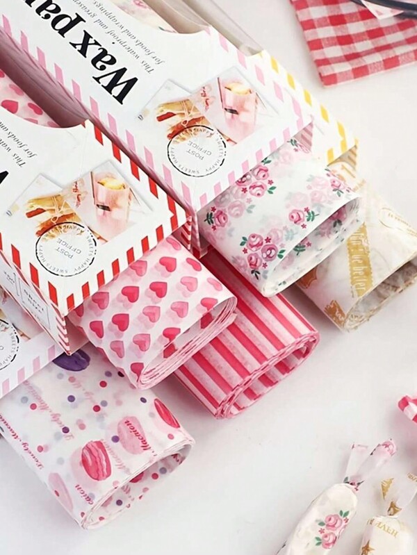 50 pièces Papier sulfurisé alimentaire, papier de confiserie, papier huilé et résistant à l'eau, tapis de cuisson, papier sulfurisé imprimé, doublures de papier pour friteuse à air